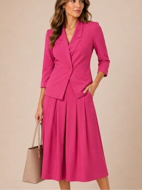 My Michelle Fuchsia Pink Tailored Blazer and Skirt Set